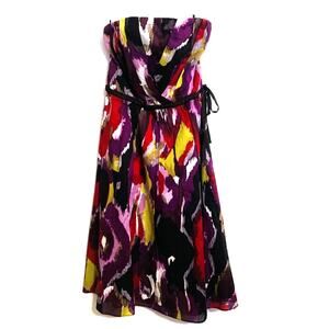 LIMITED Dark Floral Strapless Midi Dress Y2K Strapless Midi Watercolor Abstract
